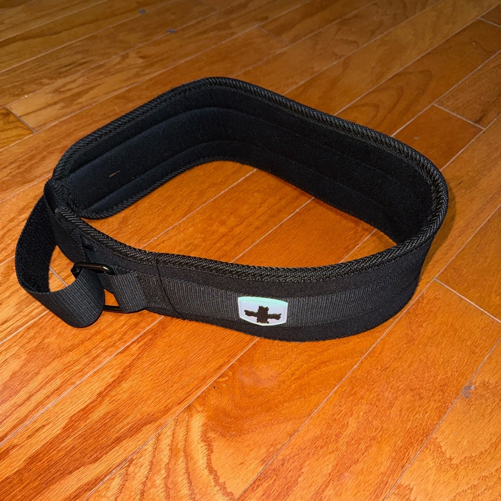 Adjustable Black Padded Weightlifting Belt plus Wrist Strap